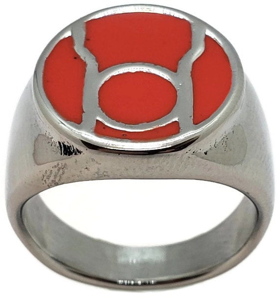 thumbnail image 2 of Green Lantern Symbol Red Power Ring - DC Comics - 316L Surgical Steel Signet Ring 2 of 4